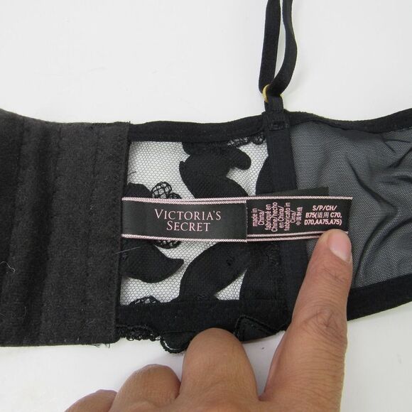 VICTORIA'S SECRET LUXE LINGERIE UNLINED FLORAL EMBROIDERED LONG LINE BRALETTE S - Picture 4 of 4